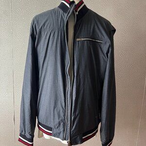 Louis Castel BLMJP974 Mens Navy Blue Lined Striped Bomber Jacket Size 105